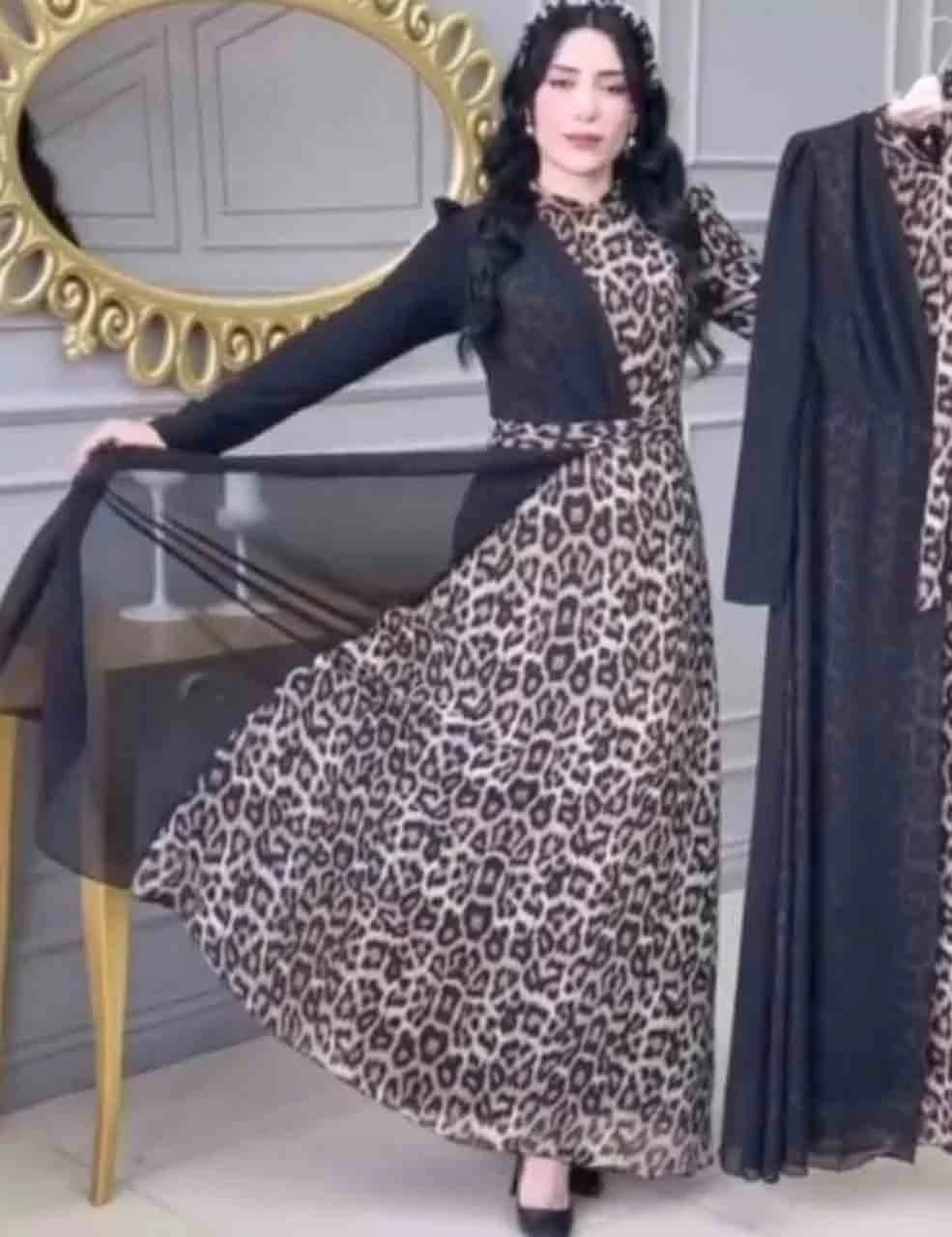 لباس زنانه ماکسی پلنگی مدل پروانه_شیکان