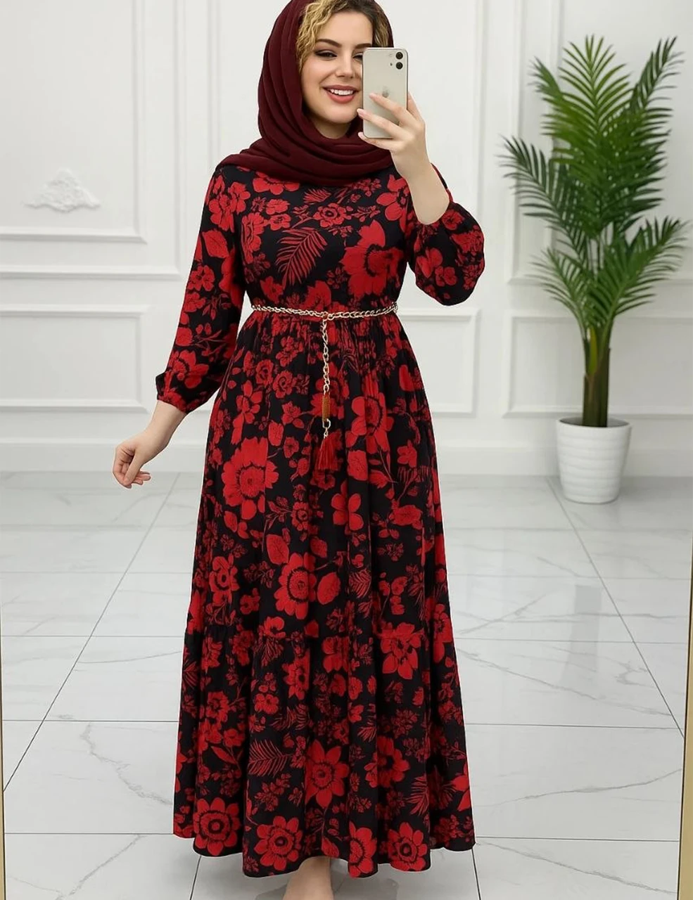 لباس زنانه ماکسی یلدایی گل و ناردون_شیکان
