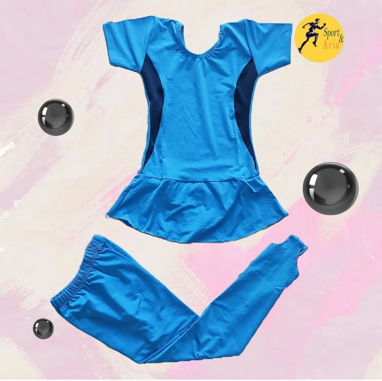 لباس ژیمناستیک دخترانه آبی سایز ۲ و ۳ و ۴