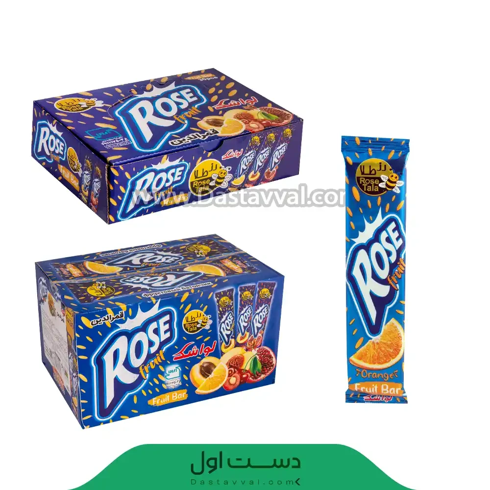 لواشک استیکی رزطلا مدل رز فروت طرح رانی – کارتن (6 بسته 30 عددی)