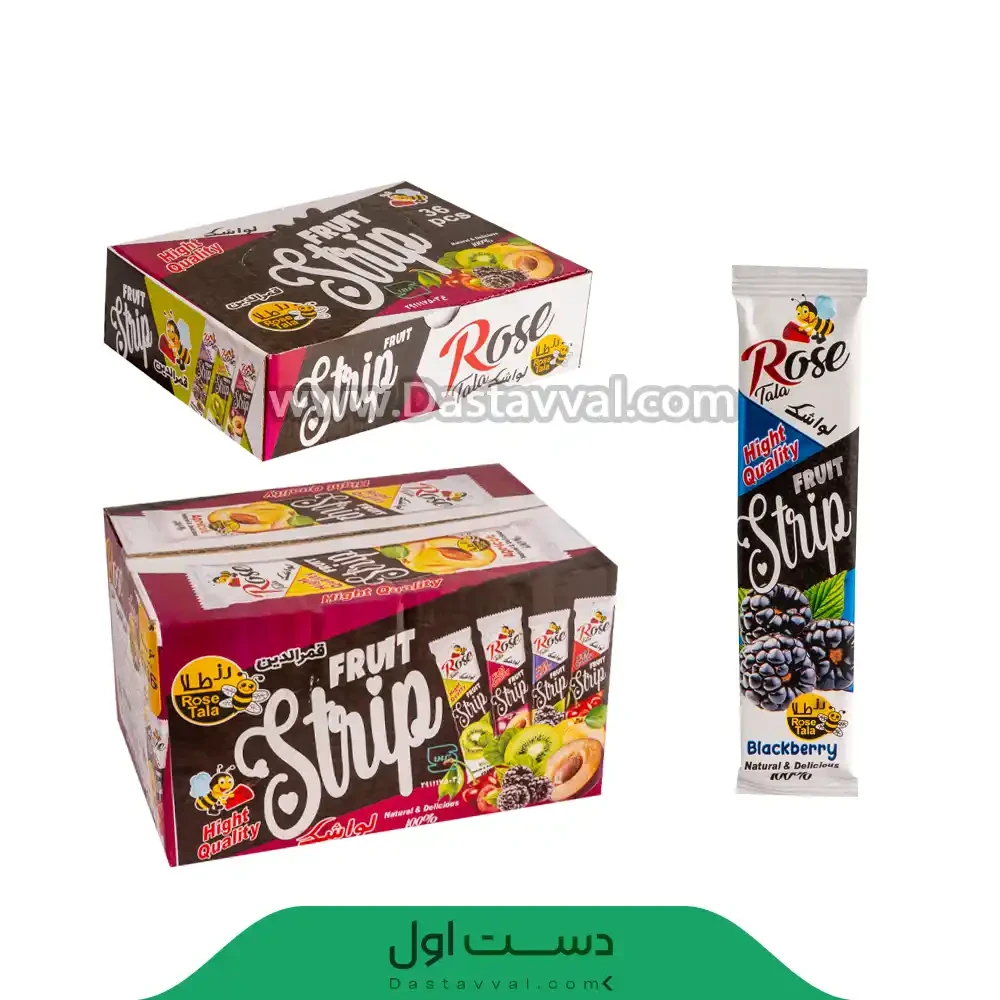لواشک میوه‌ای رزطلا مدل استریپ – کارتن (6 بسته 36 عددی)