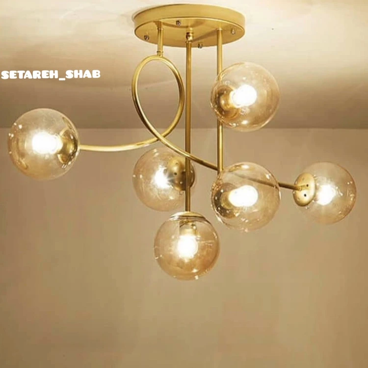 لوستر مدرن مولکولی 6 شعله طرح موج ستاره شب
