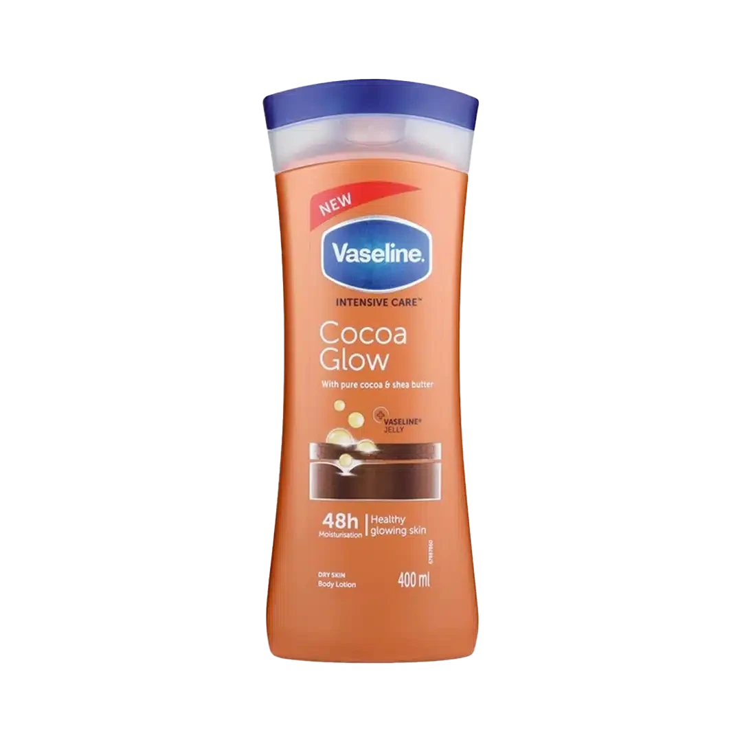 لوسیون بدن برند وازلین مدل Cocoa Glow حجم 400 میلی لیتر 48 ساعته