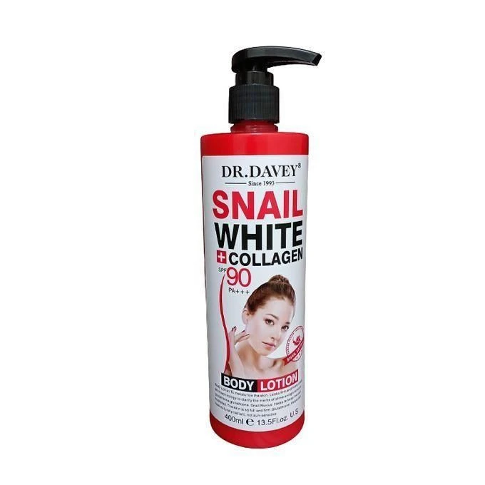 لوسیون بدن روشن‌کننده و سفت‌کننده دکتر دیوی (DR.DAVEY) مدل Snail White + Collagen حجم ۴۰۰ میلی‌لیتر