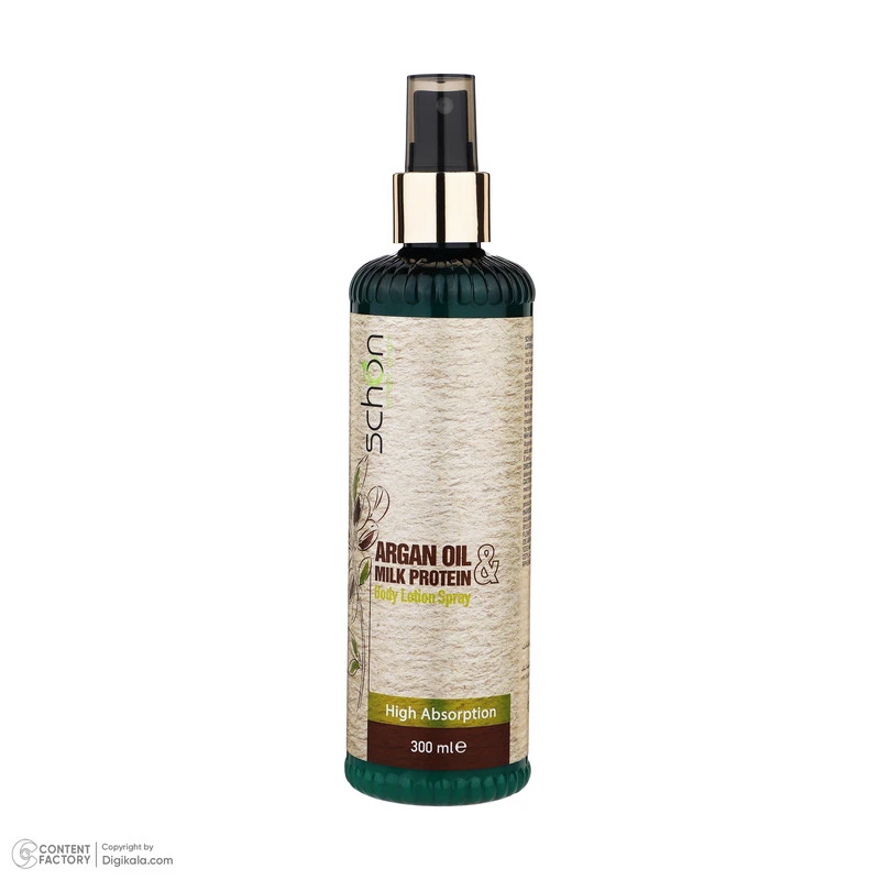 لوسیون بدن شون مدل Argan Oil And Milk Protein حجم 300 میلی‌لیتر با عصاره آرگان و پروتئین شیر، مرطوب‌کننده قوی پوست، جذب بالا، سا