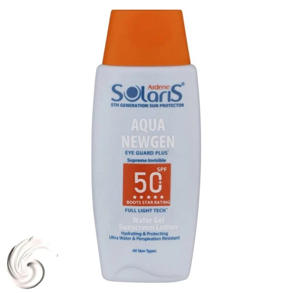 لوسیون ضد آفتاب بی رنگ آردن سولاریس SPF 50 مدل AQUA NEWGEN