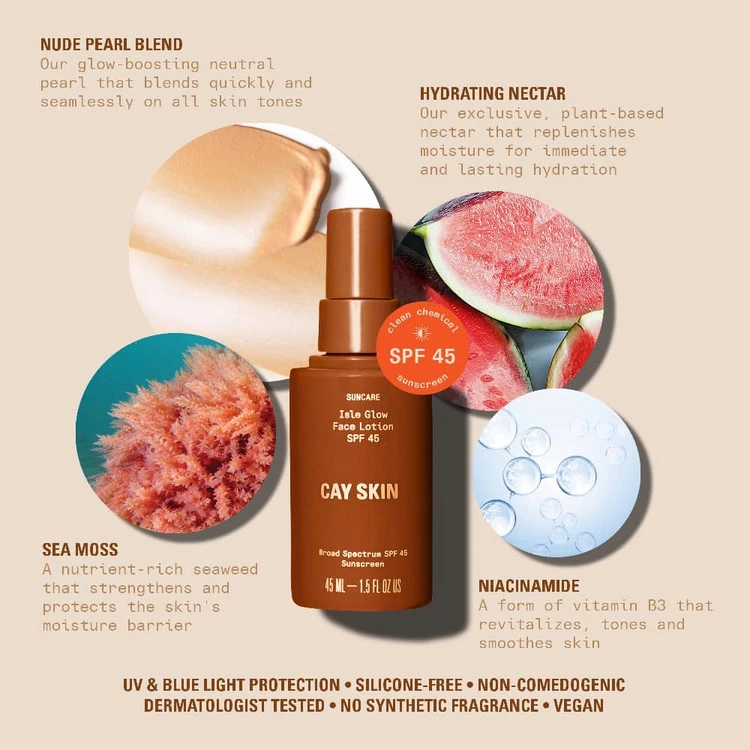 لوسیون ضد آفتاب صورت مدل ایزله گلو کی اسکین با SPF 45 حجم ۱۰ میل