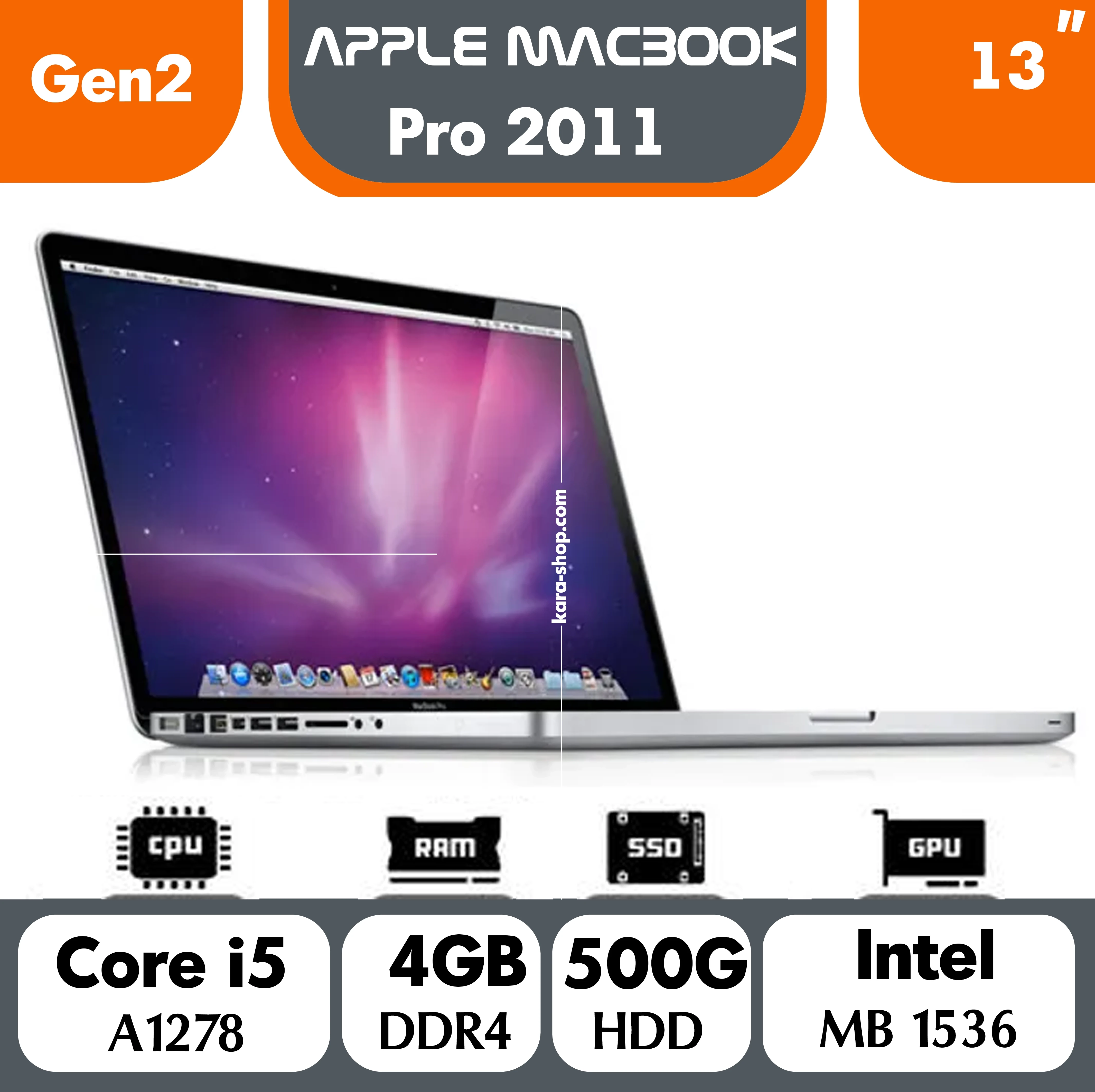 لپ تاپ استوک اپل مک بوک مدل Apple MacBook Pro 13inch 2011