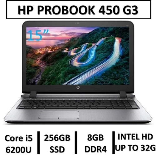 لپ تاپ استوک اچ پی HP PROBOOK 450 G3 CORE i5 6200U RAM8 SSD256 15.6" HD