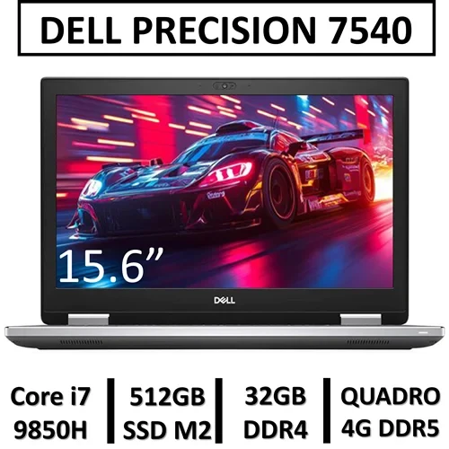 لپ تاپ استوک اچ پی مدل LAPTOP DELL PRECISION 7540 | INTEL CORE i7-9850H | 32GB RAM DDR4 | 512GB SSD M2 | NVIDIA QUADRO T2000 4GB DDR5 | 15.6"FHD