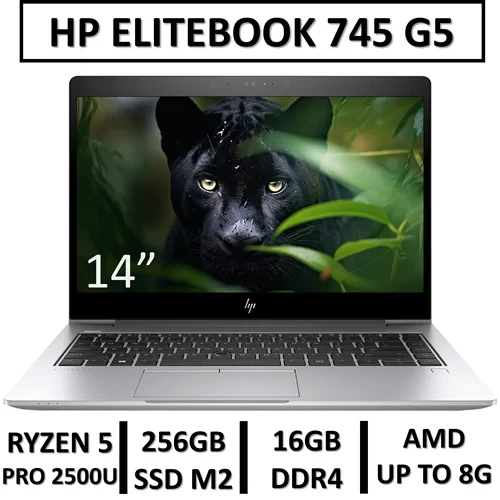 لپ تاپ استوک اچ پی مدل LAPTOP HP ELITEBOOK 745 G5 | RYZEN 5 PRO 5 2500U | 16GB RAM DDR4 | 256GB SSD M2 | 14"FHD | GPU RADEON VEGA 8