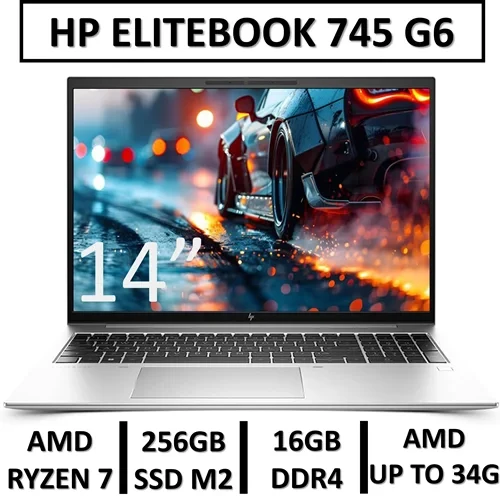 لپ تاپ استوک اچ پی مدل LAPTOP HP ELITEBOOK 745 G6 | AMD RYZEN 7 PRO 3700U | 16GB RAM DDR4 | 256GB SSD M.2 | 14"FHD