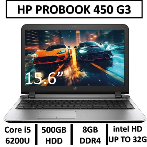 لپ تاپ استوک اچ پی مدل LAPTOP HP PROBOOK 450 G3 | INTEL CORE i5-6200U | 8GB RAM DDR4 | 500GB HDD | 15.6"HD