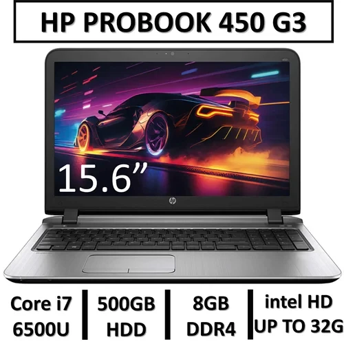 لپ تاپ استوک اچ پی مدل LAPTOP HP PROBOOK 450 G3 | INTEL CORE i7-6500U | 8GB RAM DDR4 | 500GB HDD | 15.6"FHD