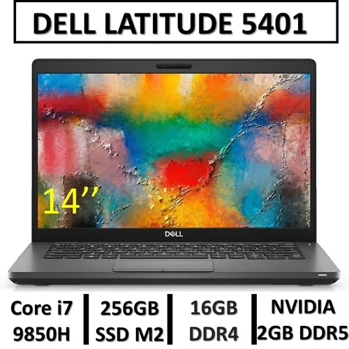لپ تاپ استوک دل LAPTOP DELL LATITUDE 5401 | INTEL CORE i7-9850H | 16GB RAM DDR4 | 256GB SSD M2 | 14"FHD | GEFORCE 2G DDR5