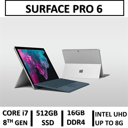 لپ تاپ استوک سرفیس پلاس پرو6 لمسی تبلتشو مایکروسافت USED LAPTOP STOCK SURFACE PRO6 /INTEL CORE i7 8TH GEN/ RA16/SSD512