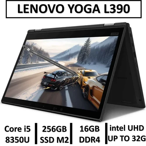 لپ تاپ استوک لنوو لمسی تبلتشو فیلیپ 360 درجه چرخشی قلم دارمهندسی طراحی رندر LAPTOP THINKPAD YOGA L390 TOUCH | Core i5 8350U | 16GB RAM | 256GB SSD