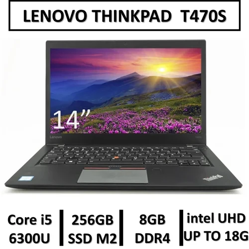 لپ تاپ استوک لنوو مدل LAPTOP LENOVO THINKPAD T470S | INTEL CORE i5-6300U | 8GB RAM DDR4 | 256GB SSD M2