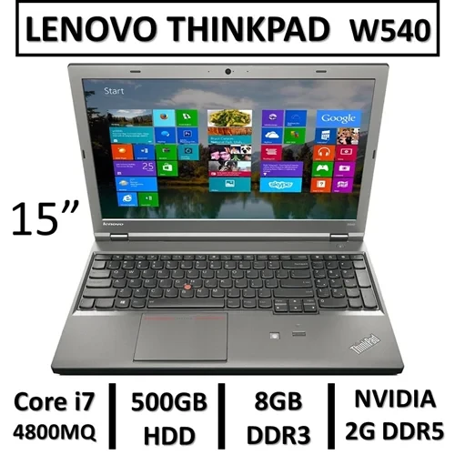 لپ تاپ استوک لنوو مدل LAPTOP LENOVO WORKSTATION W540 | INTEL i7 4800MQ | 8GB RAM DDR3 | 500GB HDD | NVIDIA QUADRO 2G DDR5