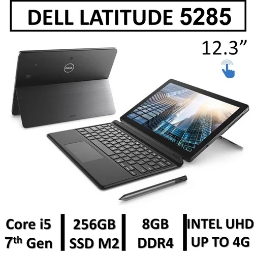 لپ تاپ تبلتشو هیبریدی دل 5285 استوک نسل هفتم USED LAPTOP DELL LATITUDE 5285 | INTEL CORE i5-5500U | 8GB RAM DDR4 | 256GB SSD M2 |