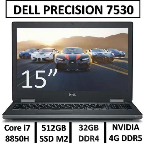 لپ تاپ دل استوک مدل LAPTOP DELL PRECISION 7530 | Core i7 8850H | 32GB RAM | 512GB SSD | NVIDIA 4GB
