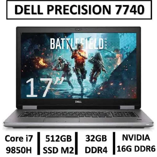 لپ تاپ دل استوک ورک استیشن رندرتدوین گیم سنگینLAPTOP DELL PRECISION 7740 | Core i7 9850H | 32GB | 512GB SSD M2 | NVIDIA QUARDO RTX 5000 16G DDR6