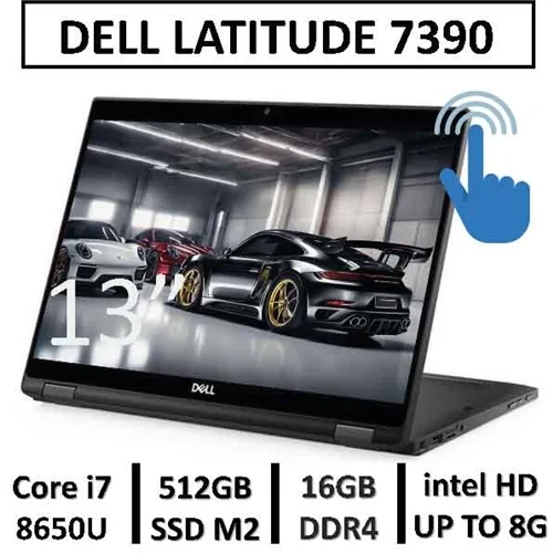 لپ تاپ دل لمسی تبلتشو چرخشی استوک LAPTOP DELL LATITUDE 7390 TOUCH | Core i7 8650U | 16GB RAM | 512GB SSD