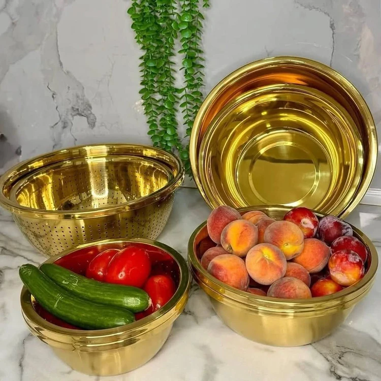 لگن و آبکش طلایی