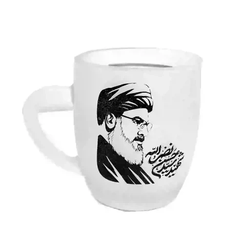 لیوان شیشه ای دسته دار ارتفاع 9.5 قطر دهانه 8-ماگ مات شهید سید حسن نصرالله-103932