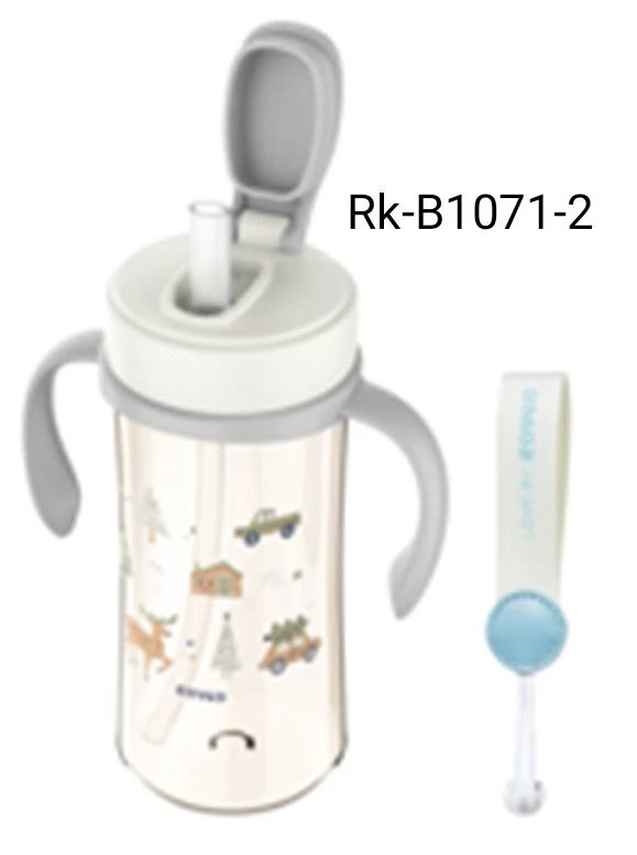 لیوان نی و دسته دار با بند رووکو ROVCO طرح ماشین و حیوانات طوسی با کد rk-b1071-2