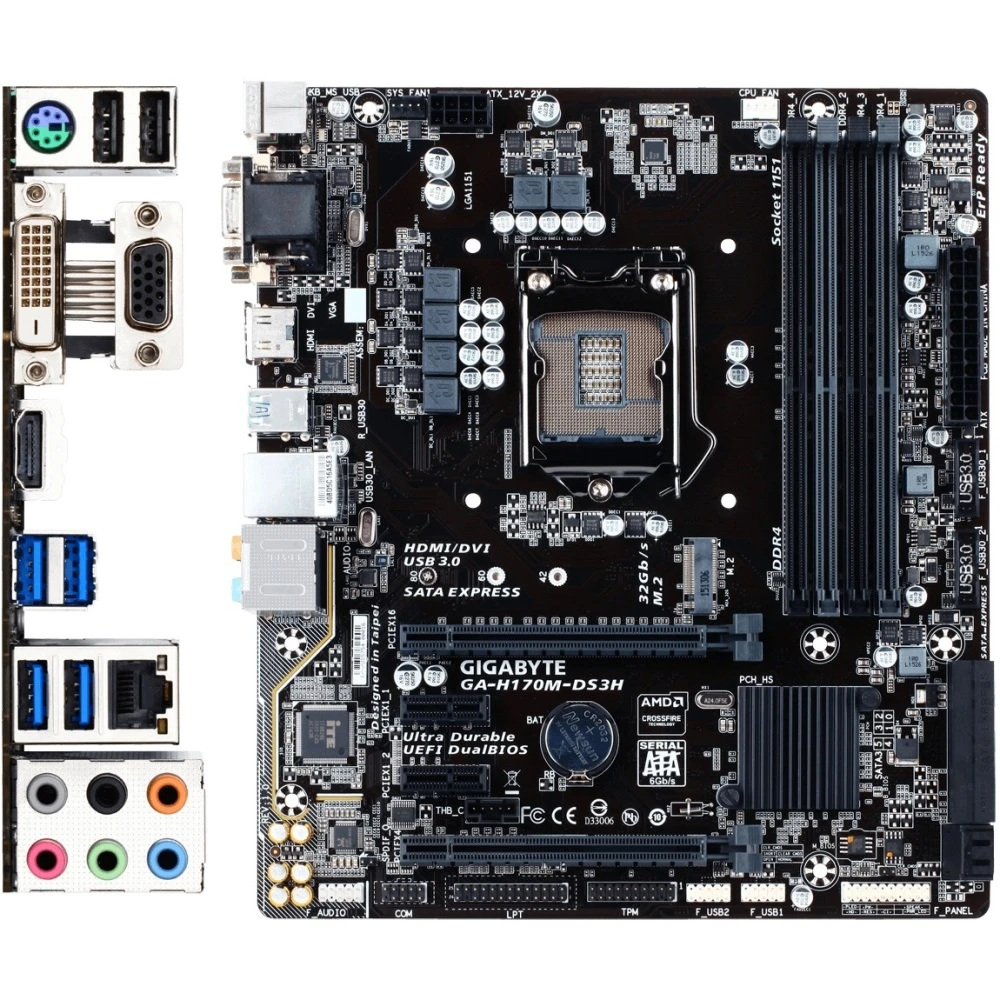 مادربرد گیگابایت GIGABYTE GA-H170M-DS3H LGA 1151 DDR4
