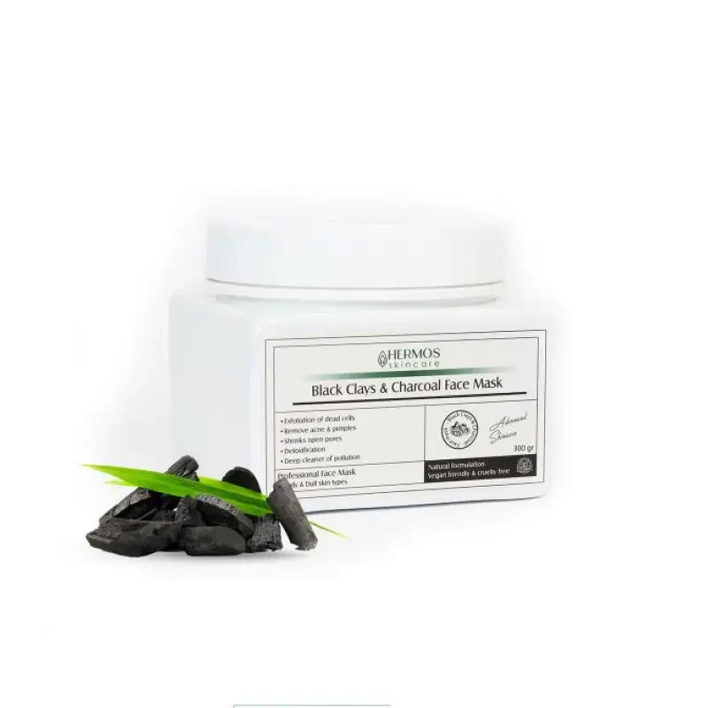 ماسک خاک رس سیاه و ذغال اکتیو هرموس 300 گرمBlack Clays and Charcoal Face Mask