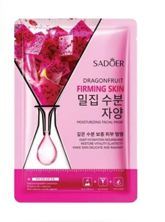 ماسک صورت ورقه‌ ای سادور SADOER مدل میوه اژدها Dragon Fruit