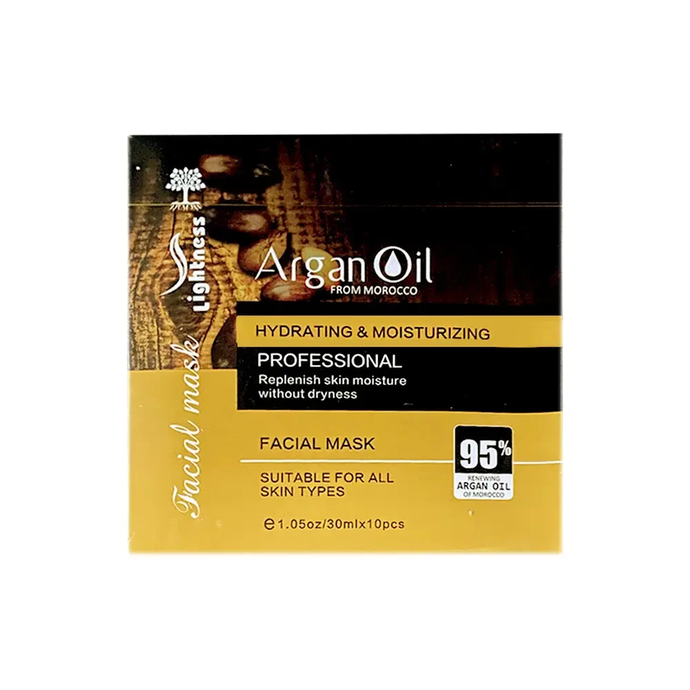 ماسک صورت ورقه ای لایتنس مدل ARGAN OIL بسته 10 عددی