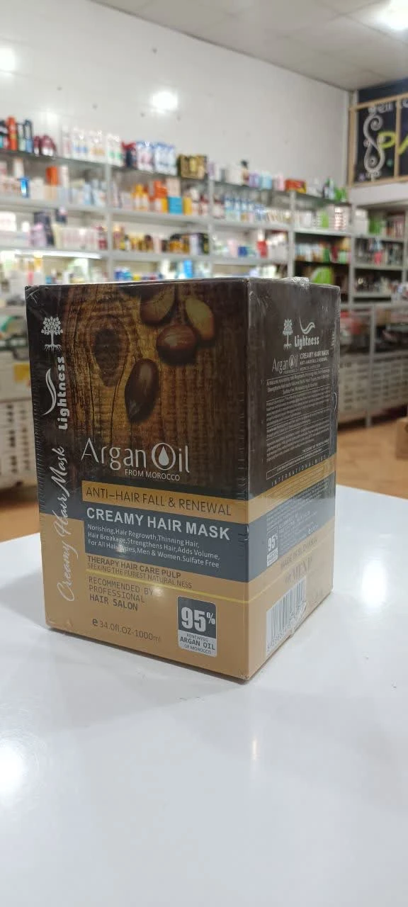 ماسک موی آرگان لایتنس | Lightness Argan Oil ماسک کرمی ضدریزش و ترمیم مو لایتنس اصل