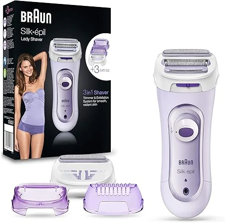 ماشین اصلاح بدن زنان Braun Lady Shaver مدل 5160 با قابلیت صاف‌کردن و لایه‌برداری | آمازونیکس
