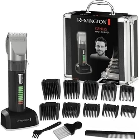 ماشین اصلاح حرفه‌ای Remington HC5810 Genius با تیغه سرامیکی و 10 شانه به همراه کیف آلومینیومی | آمازونیکس