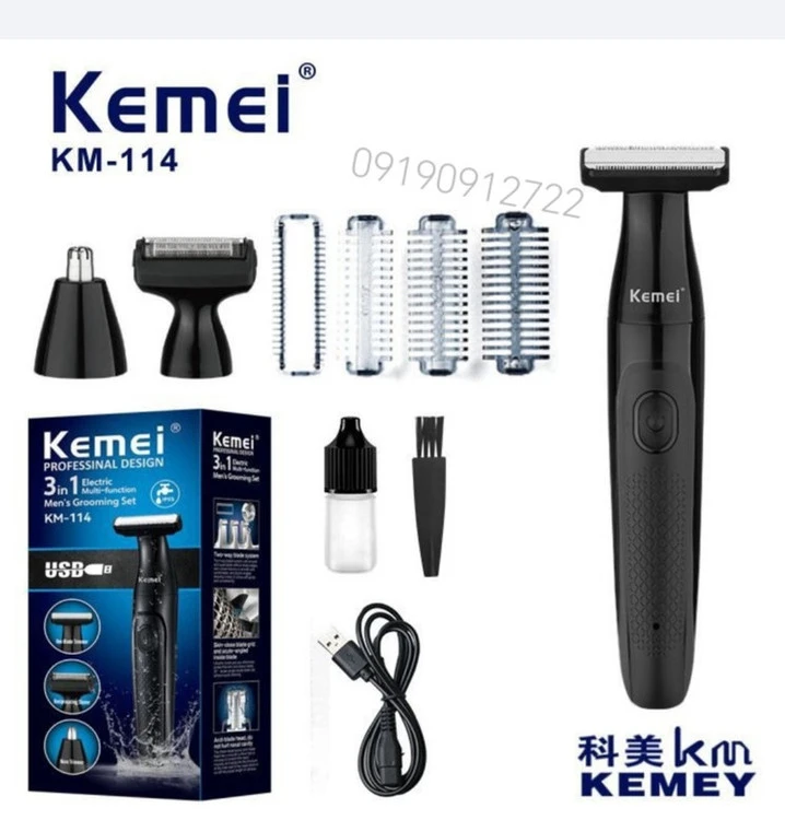 ماشین اصلاح صورت، بدن و ریش سه کاره کیمی مدل KM-114 Kimi 3-in-1 Face and Body Trimmer Model KM-114