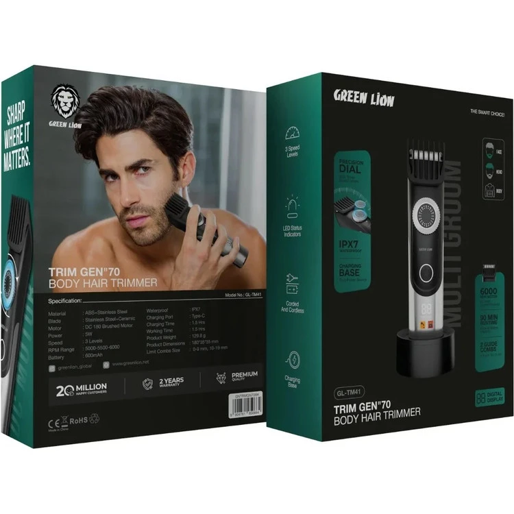 ماشین اصلاح گرین لاین مدل Trim Gen70 ضد آب با تیغه استیل ضد زنگ