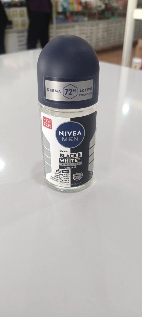 مام ضدتعریق مردانه نیوآ مدل Black & White Invisible | Nivea Men Black & White Invisible Deodorant Roll‑On