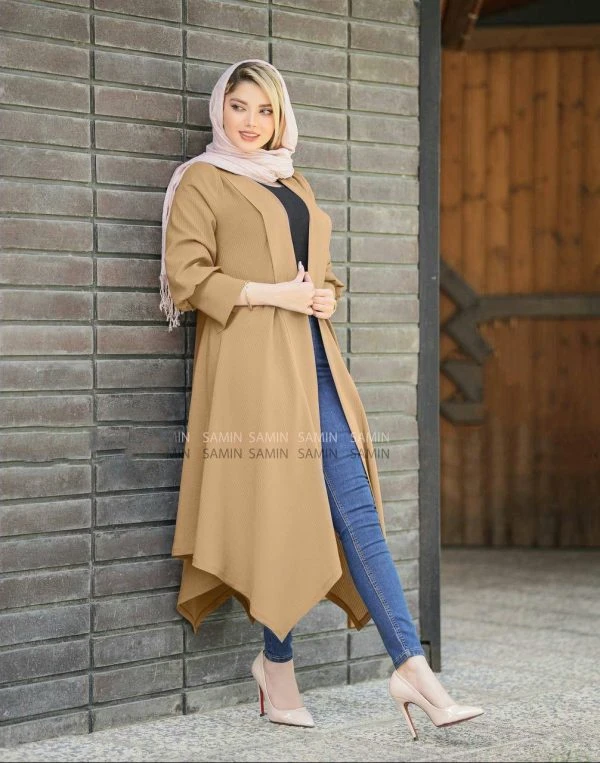 مانتو بلند حریر میله ای اعلا زنانه