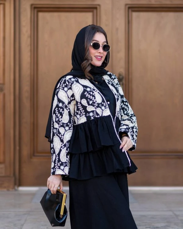 مانتو تابستانه زنانه لنین خرجیکار قیطون دوزی