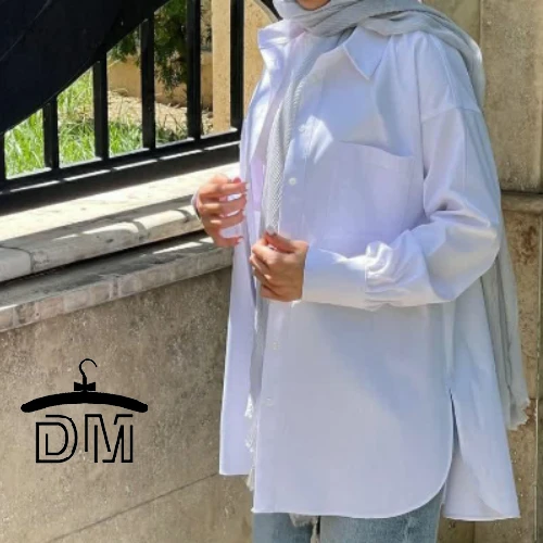 مانتو زنانه رنگ سفید جنس تتران