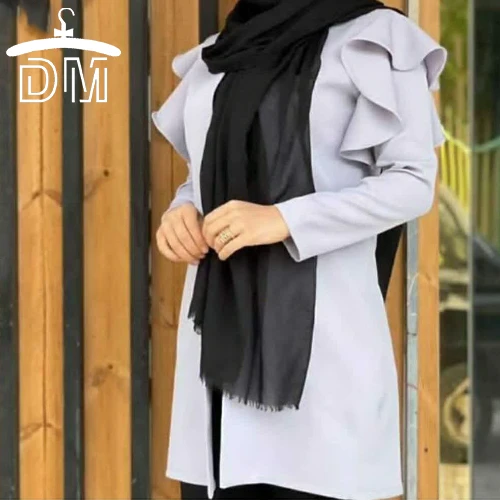 مانتو زنانه رنگ طوسی با جنس کرپ مازراتی