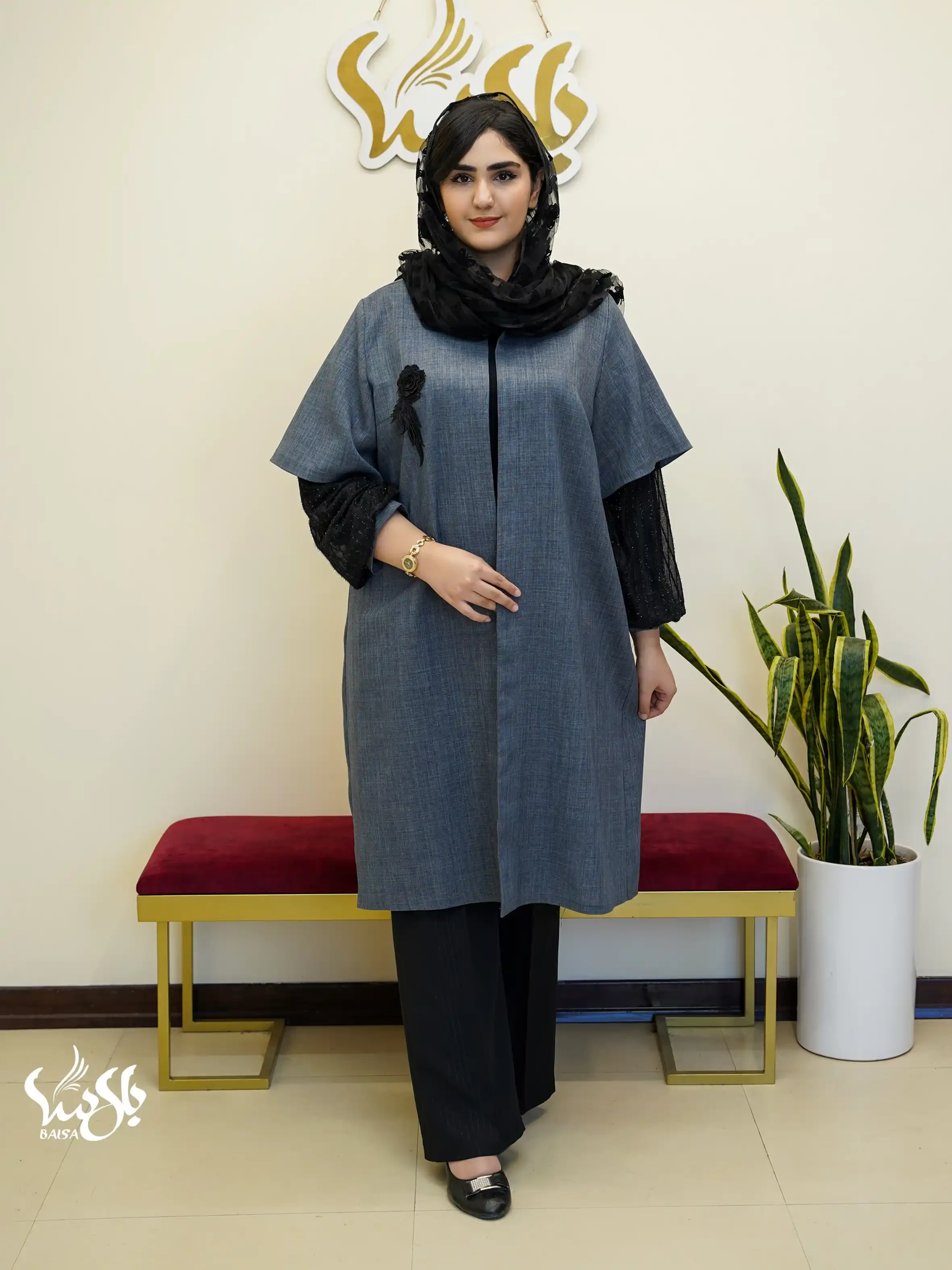 مانتو مجلسی سینه گلدار سایز بزرگ