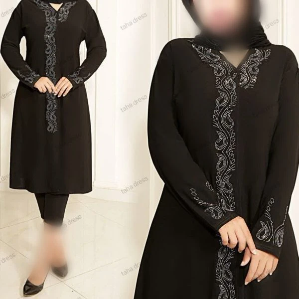 مانتو نگینکاری دکمه مخفی