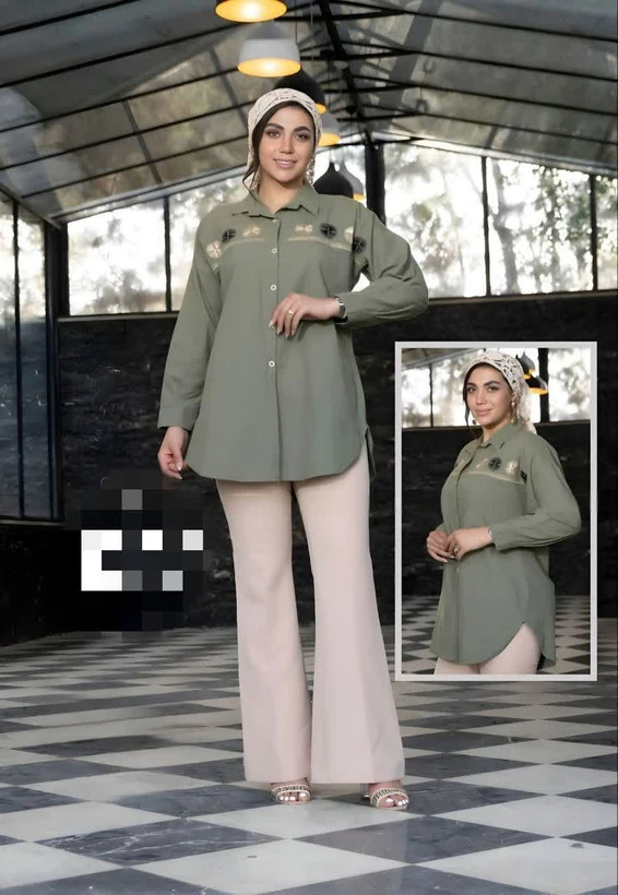 مانتو کوتاه کتان گلدوزی شده سایز۲Xl