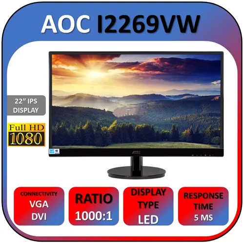 مانیتور استوک AOC I2269VW سایز 22 اینچ FRAMELESS