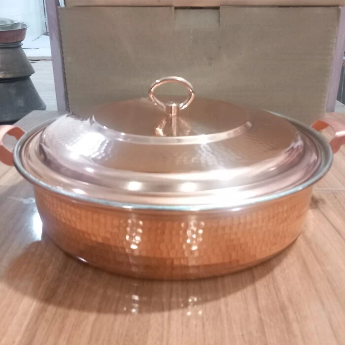 ماهی تابه دردار مسی زنجان بزرگ قطر33 ارسال رایگان
