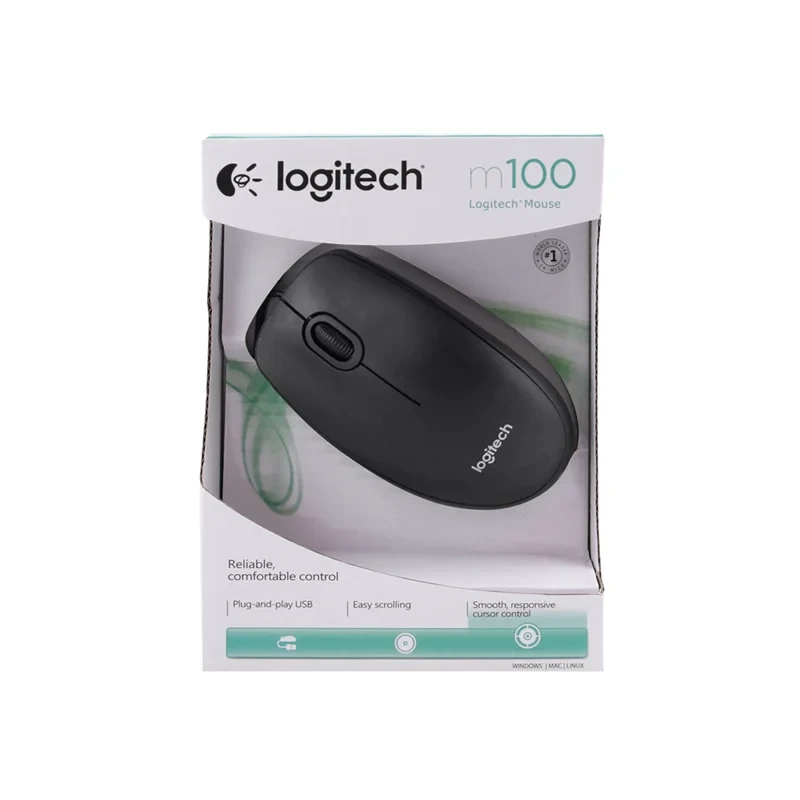 ماوس باسیم Logitech مدل M100 - مشکی - RYL (Copy)
